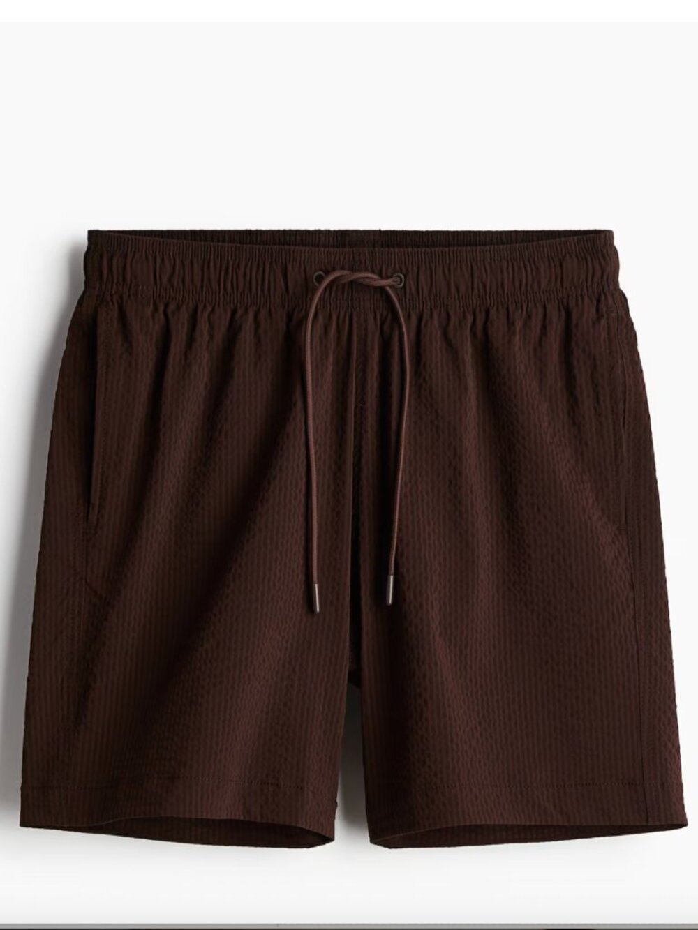 H&M Brown Striped Seersucker Swim Shorts in Medium